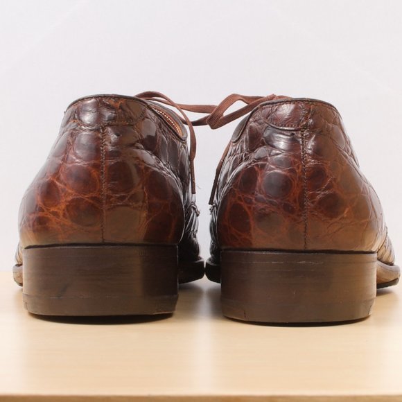 [SOLD] BANISTER ALLIGATOR 🐊 🇺🇸 Split-Toe Norwegian 1960s Size 8.5 Like New - Picture 4 of 9